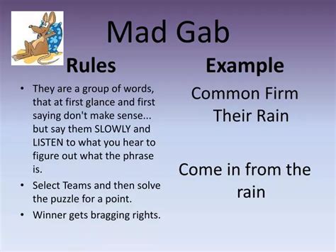 mad gab instructions|mad gab example.